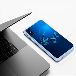 Чехол iPhone XS Max матовый Ихтиандр : человек - амфибия рисунок, цвет: 3D-голубой — фото 2