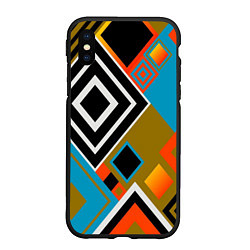 Чехол iPhone XS Max матовый Фон из разноцветных квадратов, цвет: 3D-черный
