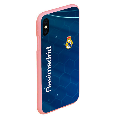 Чехол iPhone XS Max матовый Real madrid голубая абстракция / 3D-Баблгам – фото 2