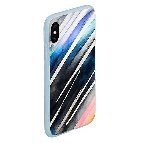 Чехол iPhone XS Max матовый Акварельные полосы / 3D-Голубой – фото 2