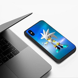 Чехол iPhone XS Max матовый Соник серебряный, цвет: 3D-черный — фото 2