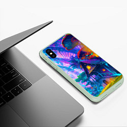 Чехол iPhone XS Max матовый Неоновая страна, цвет: 3D-салатовый — фото 2