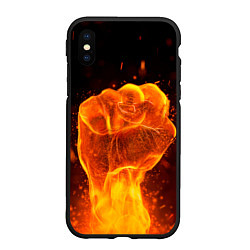 Чехол iPhone XS Max матовый Кулак в огне