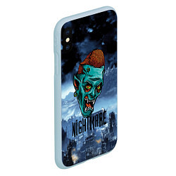 Чехол iPhone XS Max матовый Ночной кошмар - Horror face, цвет: 3D-голубой — фото 2