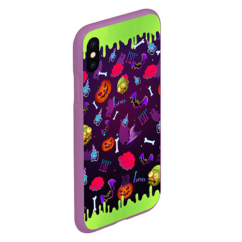 Чехол iPhone XS Max матовый RIP halloween / 3D-Фиолетовый – фото 2