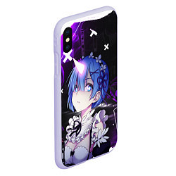 Чехол iPhone XS Max матовый Rem - ReZero - Абстракция, цвет: 3D-светло-сиреневый — фото 2