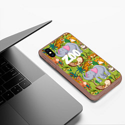 Чехол iPhone XS Max матовый Веселые зверюшки, цвет: 3D-коричневый — фото 2