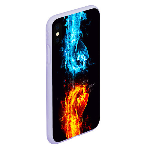 Чехол iPhone XS Max матовый Огонь и вода - противостояние / 3D-Светло-сиреневый – фото 2