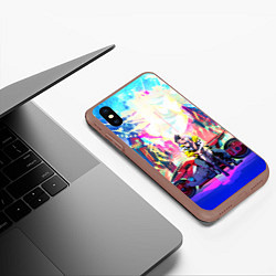 Чехол iPhone XS Max матовый Cyberpunk Edgerunners Люси и Дэвид, цвет: 3D-коричневый — фото 2