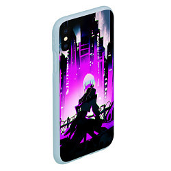 Чехол iPhone XS Max матовый Люси из аниме Cyberpunk Edgerunners, цвет: 3D-голубой — фото 2