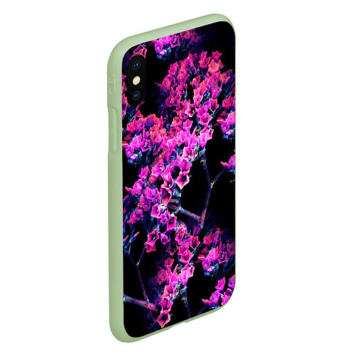 Чехол iPhone XS Max матовый Цветочки арт / 3D-Салатовый – фото 2
