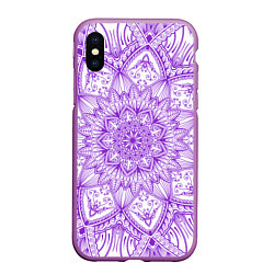 Чехол iPhone XS Max матовый Фиолетовая мандала, цвет: 3D-фиолетовый