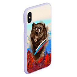 Чехол iPhone XS Max матовый Не буди зверя русский медведь, цвет: 3D-светло-сиреневый — фото 2