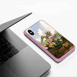 Чехол iPhone XS Max матовый Джунгли - Майнкрафт, цвет: 3D-розовый — фото 2