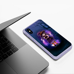 Чехол iPhone XS Max матовый Ведьма-малолетка с котами - Halloween, цвет: 3D-светло-сиреневый — фото 2