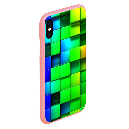 Чехол iPhone XS Max матовый Цветные неоновые кубы / 3D-Баблгам – фото 2