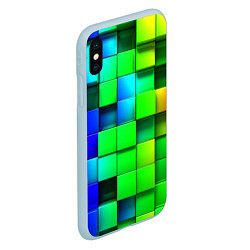 Чехол iPhone XS Max матовый Цветные неоновые кубы, цвет: 3D-голубой — фото 2