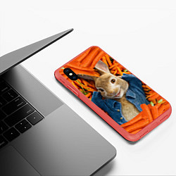 Чехол iPhone XS Max матовый Кролик Питер, цвет: 3D-красный — фото 2