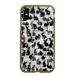 Чехол iPhone XS Max матовый Черные новогодние кролики