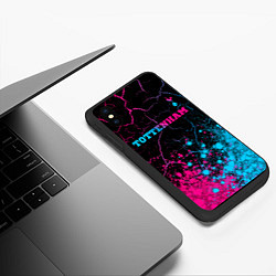 Чехол iPhone XS Max матовый Tottenham - neon gradient: символ сверху, цвет: 3D-черный — фото 2