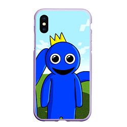 Чехол iPhone XS Max матовый Blue: Rainbow Friends, цвет: 3D-светло-сиреневый