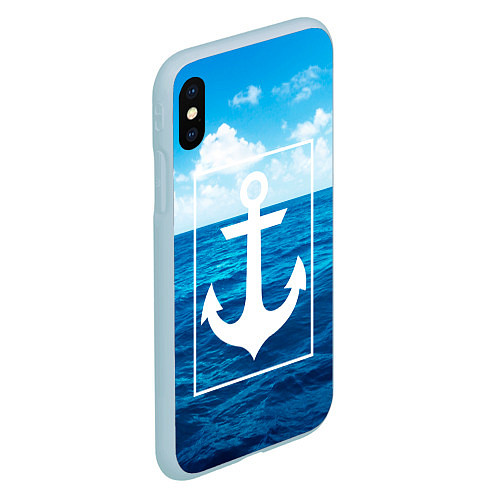Чехол iPhone XS Max матовый Anchor - marine theme / 3D-Голубой – фото 2