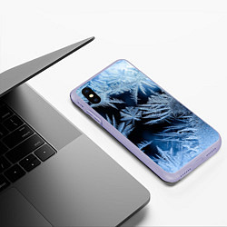 Чехол iPhone XS Max матовый Морозный узор на стекле, цвет: 3D-светло-сиреневый — фото 2