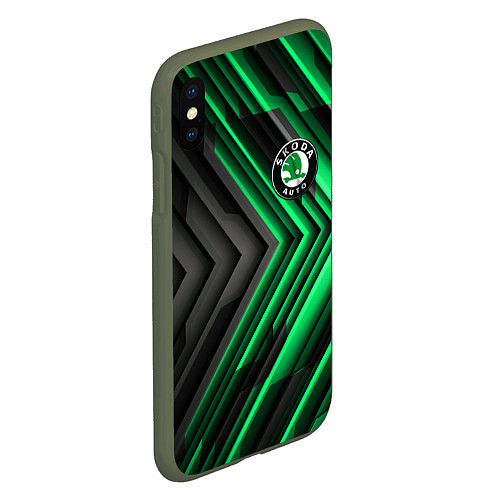 Чехол iPhone XS Max матовый Skoda строгий стиль / 3D-Темно-зеленый – фото 2