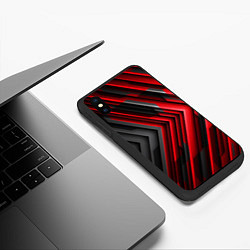 Чехол iPhone XS Max матовый Чёрно-красный паркет графика, цвет: 3D-черный — фото 2