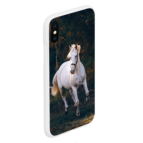 Чехол iPhone XS Max матовый Скачущая белая лошадь / 3D-Белый – фото 2