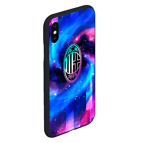 Чехол iPhone XS Max матовый AC Milan неоновый космос / 3D-Черный – фото 2