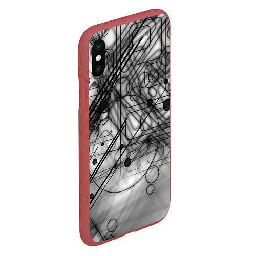 Чехол iPhone XS Max матовый Геометрические фигуры графика / 3D-Красный – фото 2