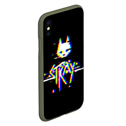Чехол iPhone XS Max матовый Stray glitch logo, цвет: 3D-темно-зеленый — фото 2