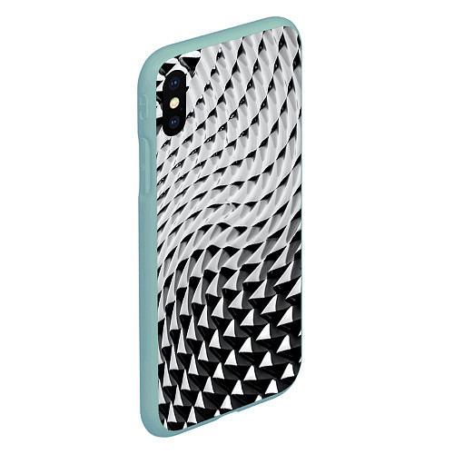 Чехол iPhone XS Max матовый Металлическая абстрактная броня / 3D-Мятный – фото 2