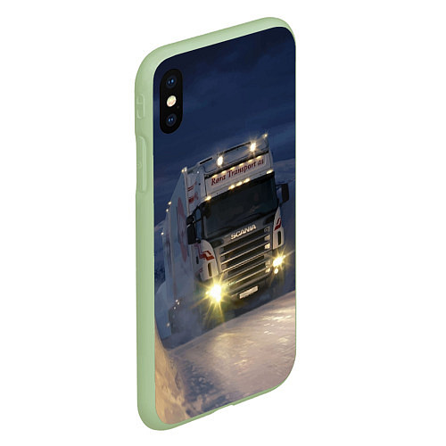 Чехол iPhone XS Max матовый Для фуры Scania нет преград / 3D-Салатовый – фото 2