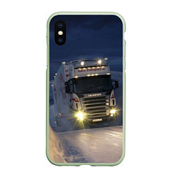 Чехол iPhone XS Max матовый Для фуры Scania нет преград, цвет: 3D-салатовый