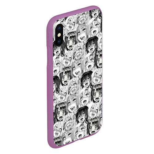 Чехол iPhone XS Max матовый Разные девушки Ахегао / 3D-Фиолетовый – фото 2