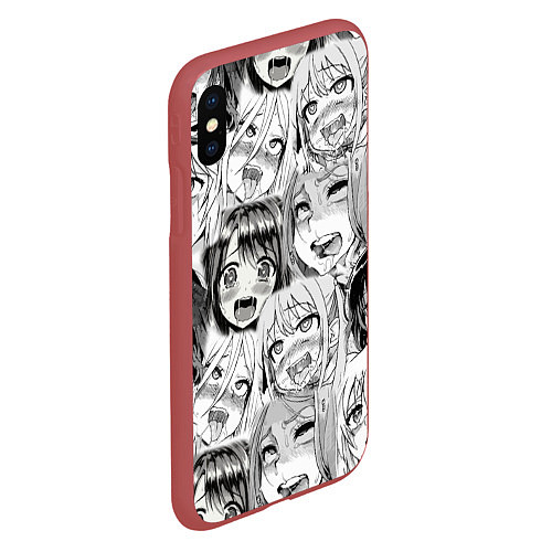 Чехол iPhone XS Max матовый Девушки из Ахегао / 3D-Красный – фото 2