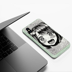 Чехол iPhone XS Max матовый Девушка Ахегао, цвет: 3D-салатовый — фото 2