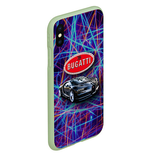 Чехол iPhone XS Max матовый Bugatti - Italy - мечта автомобилиста / 3D-Салатовый – фото 2