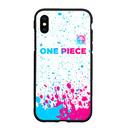 Чехол iPhone XS Max матовый One Piece neon gradient style: символ сверху, цвет: 3D-черный