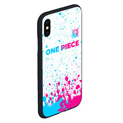 Чехол iPhone XS Max матовый One Piece neon gradient style: символ сверху, цвет: 3D-черный — фото 2