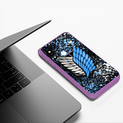 Чехол iPhone XS Max матовый Attack on Titan splashes of paint, цвет: 3D-фиолетовый — фото 2