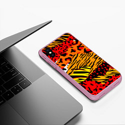 Чехол iPhone XS Max матовый Абстрактный узор, цвет: 3D-розовый — фото 2