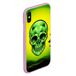 Чехол iPhone XS Max матовый Зеленый череп, цвет: 3D-розовый — фото 2