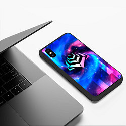 Чехол iPhone XS Max матовый Warframe неоновый космос, цвет: 3D-черный — фото 2