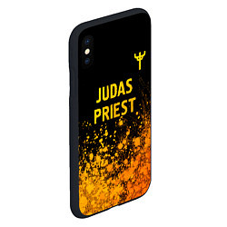 Чехол iPhone XS Max матовый Judas Priest - gold gradient: символ сверху, цвет: 3D-черный — фото 2