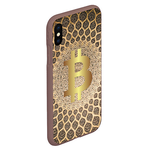 Чехол iPhone XS Max матовый Золотой биткоин / 3D-Коричневый – фото 2