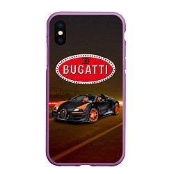 Чехол iPhone XS Max матовый Bugatti на ночной дороге