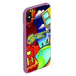 Чехол iPhone XS Max матовый Geometry dash world, цвет: 3D-фиолетовый — фото 2